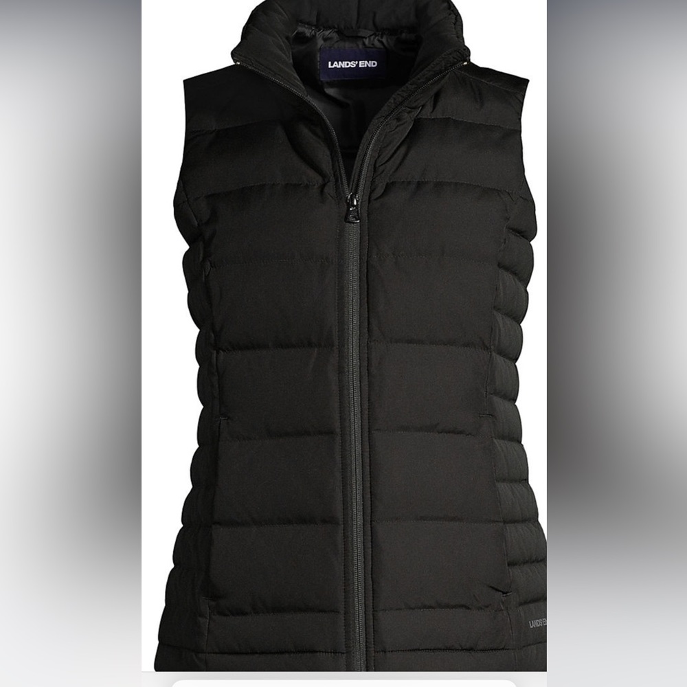 Women’s lands end black down vest sz small